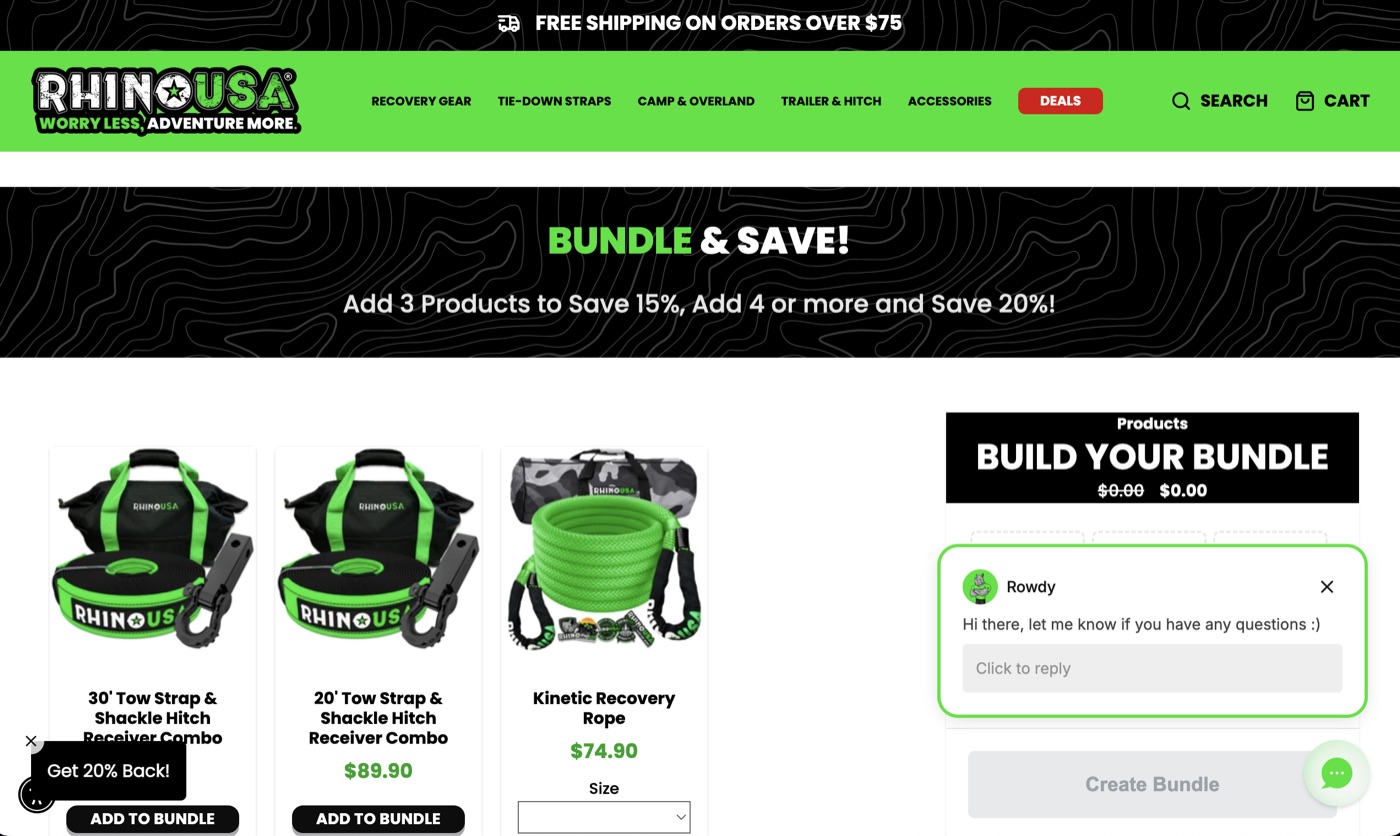 The custom Rhino USA build-your-own-bundle page